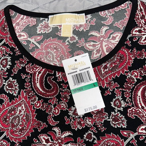 Sz L ⭐️NWT Michael Kors Paisley Matte - Jersey Flounce Dress - Picture 8 of 11